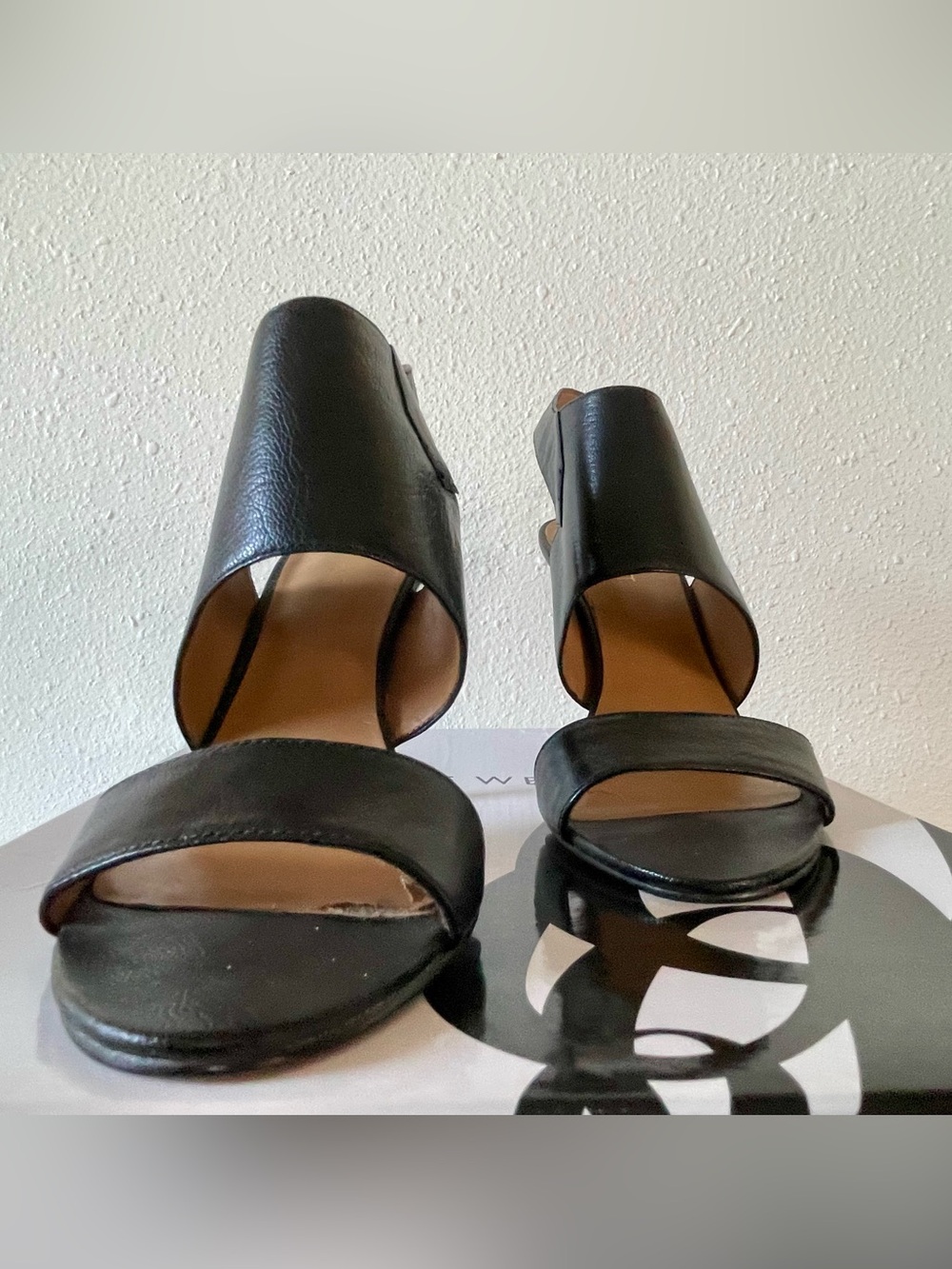 Nine West Black Leather Buckle High Heel Sandals - Picture 3 of 6